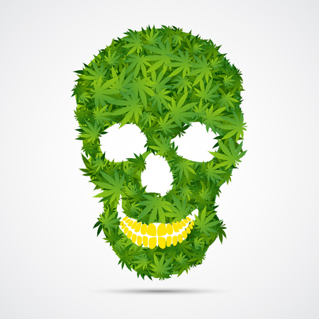 Abstract Cannabis Skull Isolatedのイラスト素材