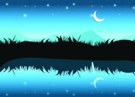 Nature Landscape with Reflection in Water. Vector llustration. EPS10のイラスト素材