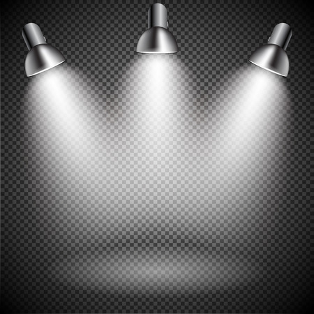 Bright with Lighting Spotlights Lamp with Transparent Effects on a Plaid Dark Background. . Empty Space for Your Text or Object. EPS10のイラスト素材