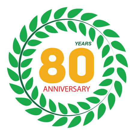 Template Logo 80 Anniversary in Laurel Wreath Vector Illustration EPS10のイラスト素材