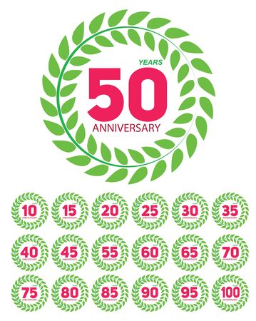 Template Anniversary in Laurel Wreath Set Vector Illustration EPS10のイラスト素材