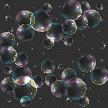 Transparent Bubbles on Dark Background. Vector Illustration. EPS10