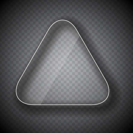 Glass Frame, Triangle  Button on Checkered  Abstract Transparent Background. Vector Illustration. EPS10のイラスト素材