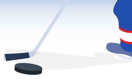 Ice Hockey Player with Stick and Puck. Vector Illustration. EPS10のイラスト素材