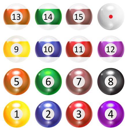Ivories, Billiard Balls Set Vector Illustration. EPS10のイラスト素材