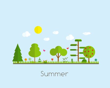 Summer Time Background in Modern Flat Designのイラスト素材