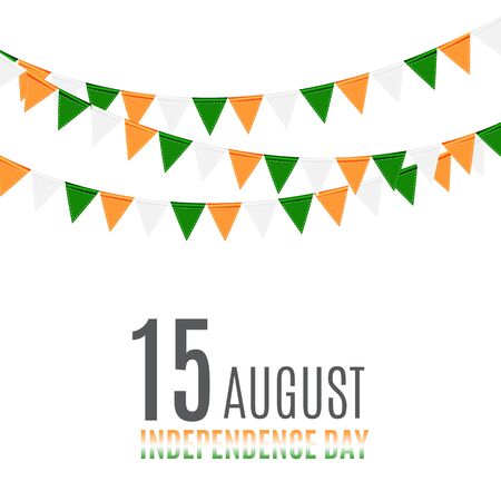 Indian Independence Day Background with Flags. Vector Illustrationのイラスト素材