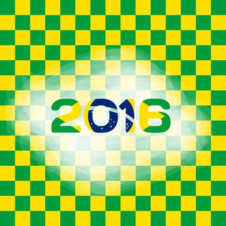 Abstract patterns of color flag of Brazil with inscription 2016. Vector Illustration.のイラスト素材