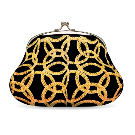 Female Wallet with Gold Chain Pattern Realisticのイラスト素材