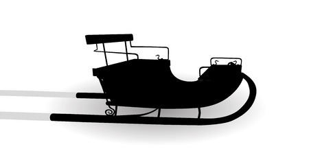 Old Wagon for the Horses. Winter version of the sleigh. Isolated on White Background.のイラスト素材