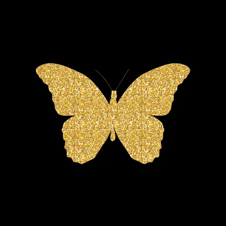 Gold Butterfly Icon Silhouette Vector Illustrationのイラスト素材