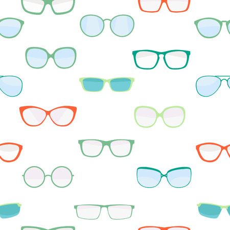 Hipster Summer Sunglasses Fashion Glasses Collection Seamless Pattern Background Vector Illustrationのイラスト素材