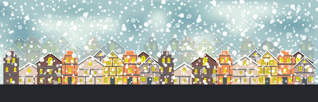 Abstract Christmas and New Year with Fabulous Houses Background.のイラスト素材
