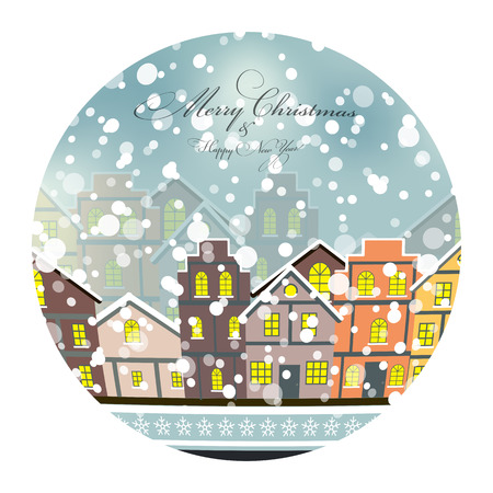 Abstract Christmas and New Year with Fabulous Houses Background.のイラスト素材