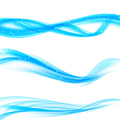 Set of Abstract Blue Wave Set on Transparent  Background. Vector Illustration.のイラスト素材