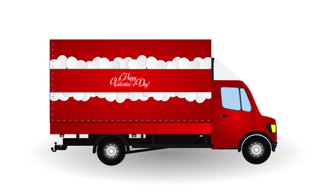 Red Small truck. Silhouette. Vector Illustrationのイラスト素材