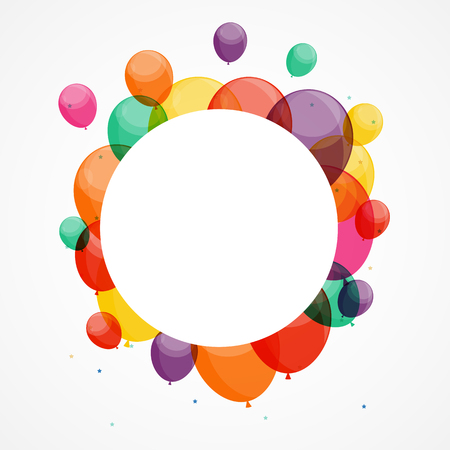 Glossy Happy Birthday Balloons Background Vector Illustrationのイラスト素材
