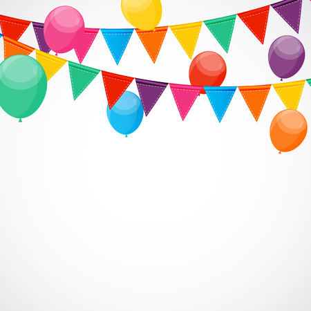 Glossy Happy Birthday Balloons Background Vector Illustrationのイラスト素材