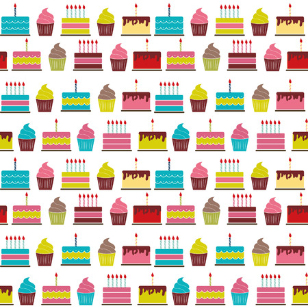 Birthday Cake Flat Seamless Pattern Background Vector illustrationのイラスト素材