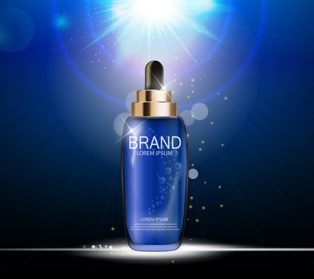 Oil Essence Hydrating Concentrate Bottle Template for Ads or Magazine Background. 3D Realistic illustration.のイラスト素材