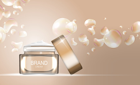 Face Cream Bottle Tube Template for Ads or Magazine Background.のイラスト素材