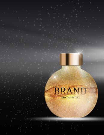 Shower Gel Bottle Template for Ads or Magazine Background. 3D Reのイラスト素材