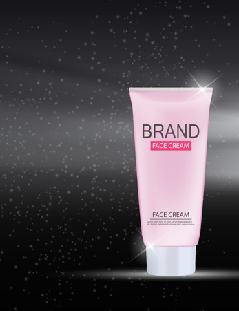 Face Cream Bottle Tube Template for Ads or Magazine Background.のイラスト素材