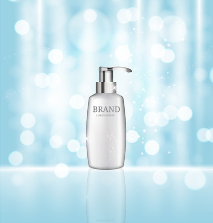 Shower Gel Bottle Template for Ads or Magazine Background. 3D Reのイラスト素材