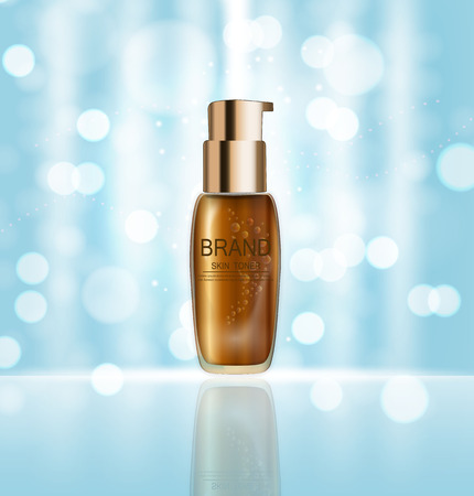 Skin Toner Bottle Tube Template for Ads or Magazine Background.のイラスト素材