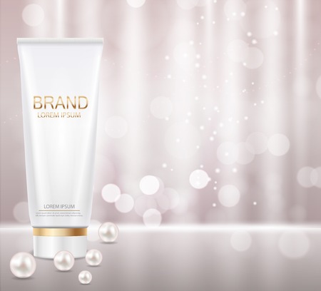 Design Cosmetics Product Template for Ads or Magazine. 3D Realistic Illustration.のイラスト素材