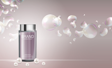 Design Cosmetics Product  Template for Ads or Magazine. 3D Realistic Illustration.のイラスト素材