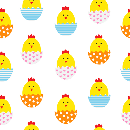Easter Egg and 	Chicken Seamless Pattern Background Vector Illusのイラスト素材