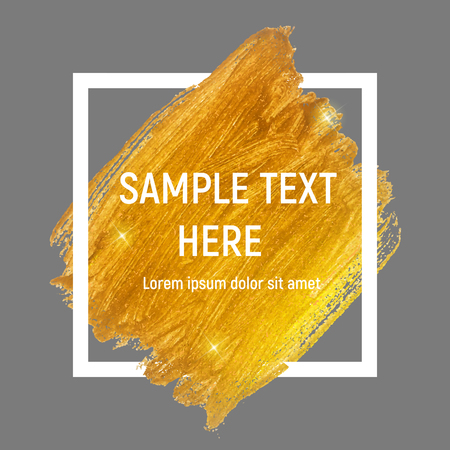Gold Paint Glittering Textured Art with Frame and Sample Textのイラスト素材
