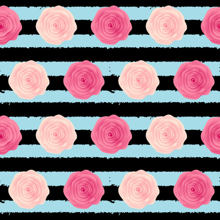 Cute Rose Flower Seamless Pattern Background Vector Illustrationのイラスト素材