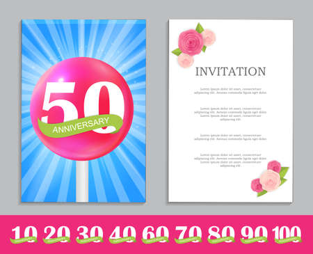 Cute Template Set of Anniversary Celebration Invitation Veのイラスト素材