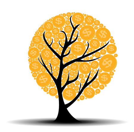 Colored Money Tree, Dependence of Financial Growth Flat Concept.のイラスト素材