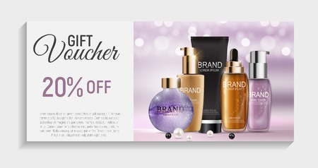 Gift Voucher  with Design Cosmetics Product  Template Backgroundのイラスト素材