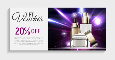 Gift Voucher  with Design Cosmetics Product  Template Backgroundのイラスト素材