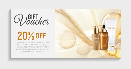 Gift Voucher  with Design Cosmetics Product  Template Backgroundのイラスト素材