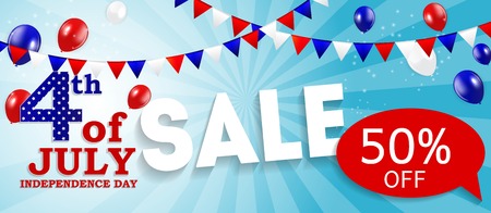 Fourth of July, Independence day of the United States Sale Banneのイラスト素材