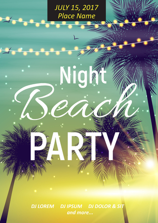 Summer Night Beach Party Posterのイラスト素材
