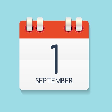 Flat Calendar Icon of 1 September. Vector Illustrationのイラスト素材