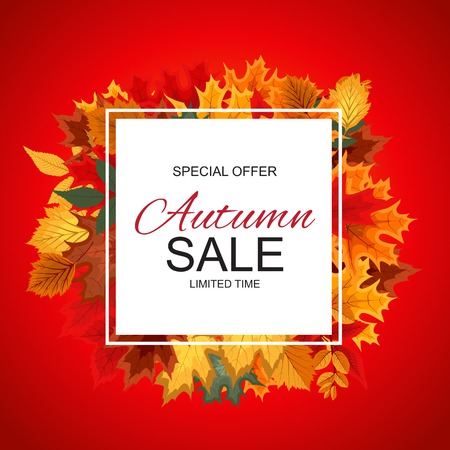 Abstract Vector Illustration Autumn Sale Background with Fallingのイラスト素材