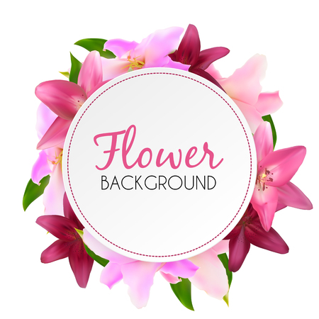 Abstract Frame with Lily Flower. Natural Background. vector illustration.のイラスト素材