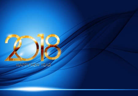 2018 New Year Gold Glossy Background. Vector Illustrationのイラスト素材