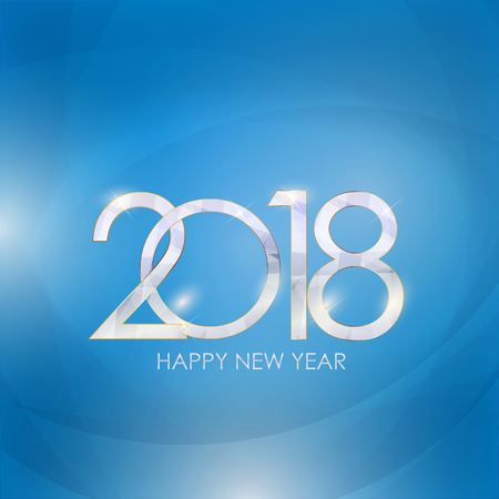 2018 New Year Gold Glossy Background. Vector Illustrationのイラスト素材