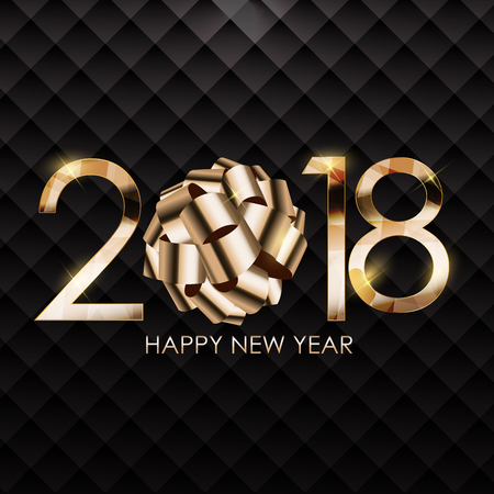 2018 New Year Gold Glossy Background, Vector Illustrationのイラスト素材