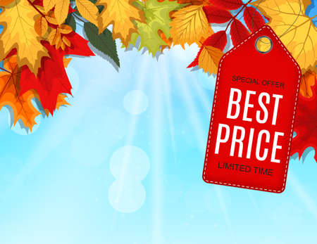 Abstract Vector Illustration Autumn Sale Background with Fallingのイラスト素材