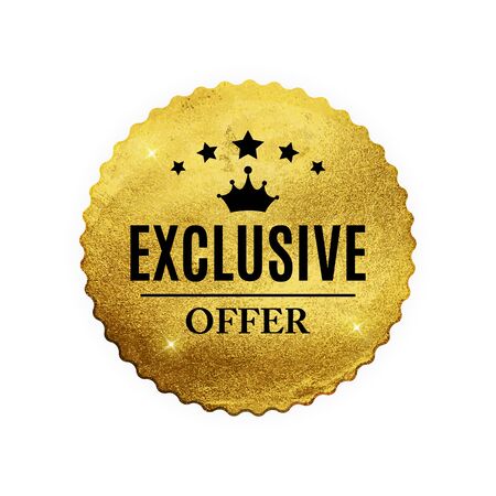 Exclusive Quality Shiny Golden Label  Luxury Badge Sign on White Background.Can be Used as  Best Choice, Price, Limited Edition, For Sale and other Business Sticker Logo. Vector Illustrationのイラスト素材