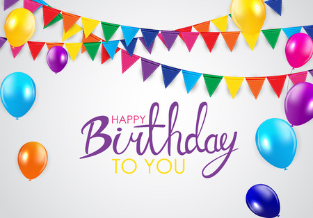 Abstract Happy Birthday Balloon Background Card Template Vector Illustrationのイラスト素材